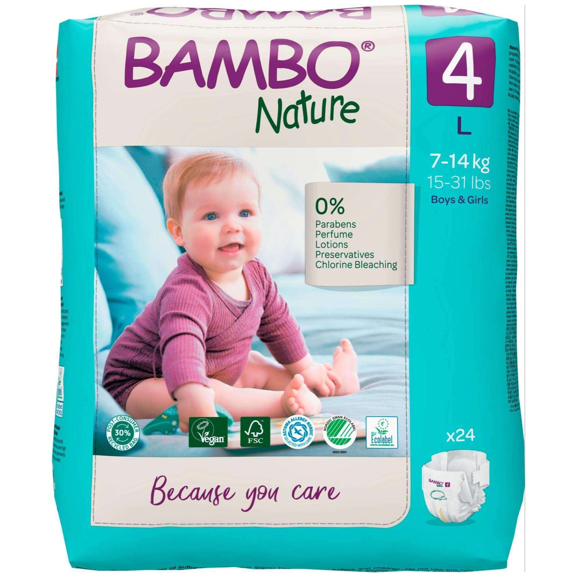 ALOA | Productos ecoamigables para bebés, hogar y cuidado personal Bambo Nature Pañales Talla 4 (L) - Caja
