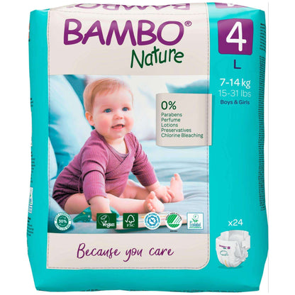 ALOA | Productos ecoamigables para bebés, hogar y cuidado personal Bambo Nature Pañales Talla 4 (L) - Caja
