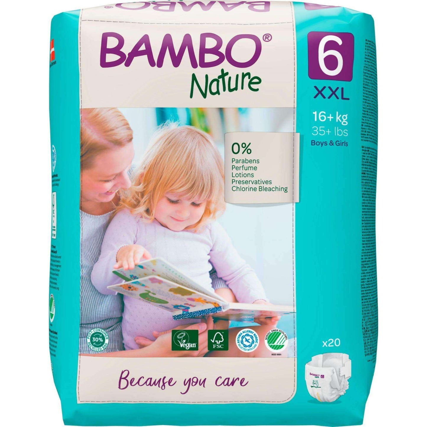 ALOA | Productos ecoamigables para bebés, hogar y cuidado personal Bambo Nature Pañales Talla 6 (XXL) - Caja