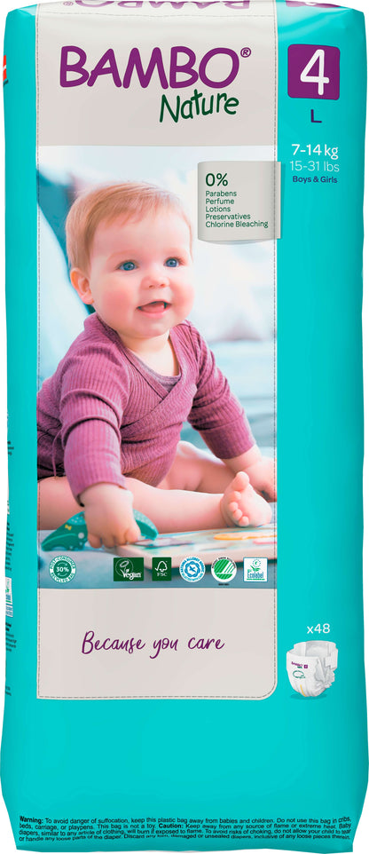 ALOA | Productos ecoamigables para bebés, hogar y cuidado personal Bambo Nature Pañales Talla 4 (L) - Caja