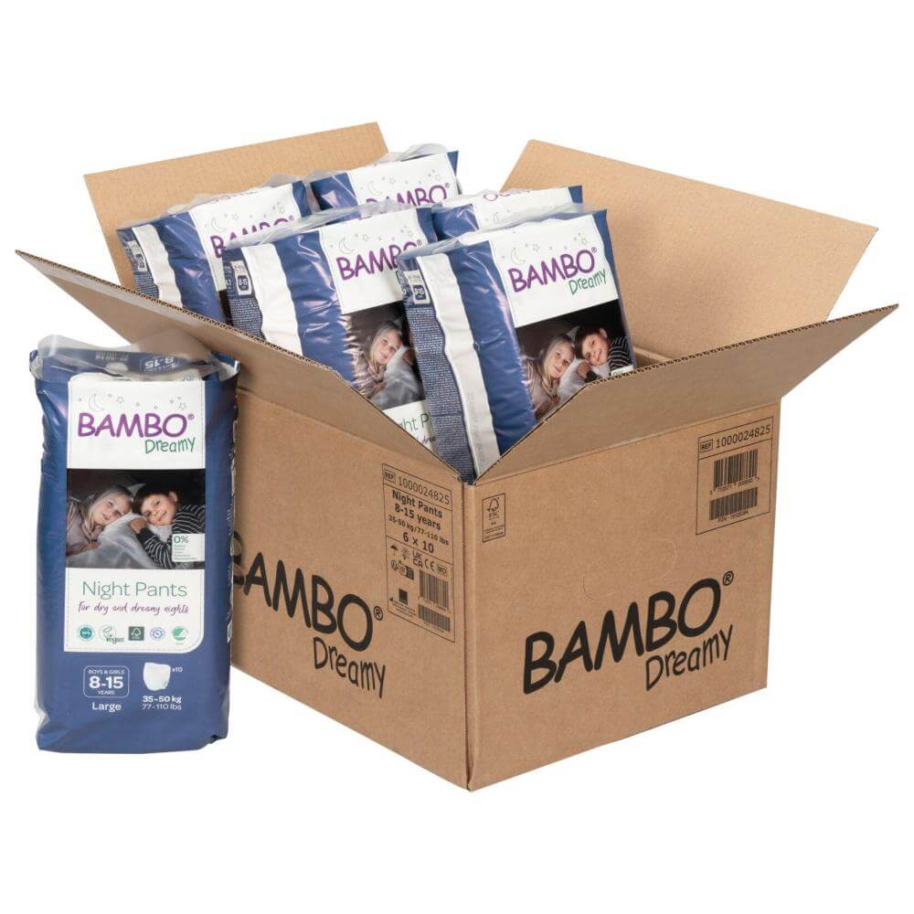 ALOA | Productos ecoamigables para bebés, hogar y cuidado personal Bambo Dreamy Night Pants Talla 8-15 Unisex - Caja