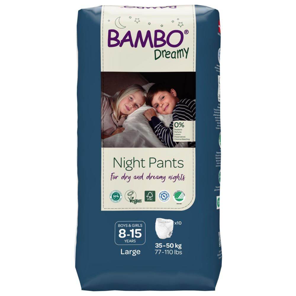 ALOA | Productos ecoamigables para bebés, hogar y cuidado personal Bambo Dreamy Night Pants Talla 8-15 Unisex - Caja