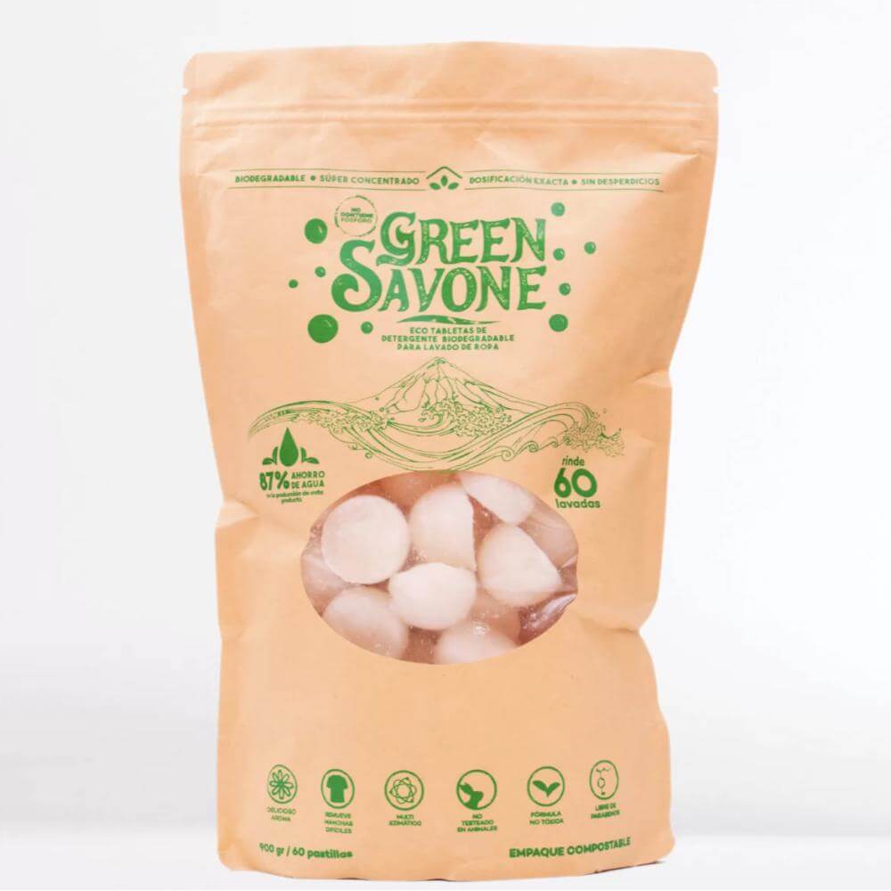 ALOA | Productos ecoamigables para bebés, hogar y cuidado personal Ecotabletas - Detergente Biodegradable Green Savone
