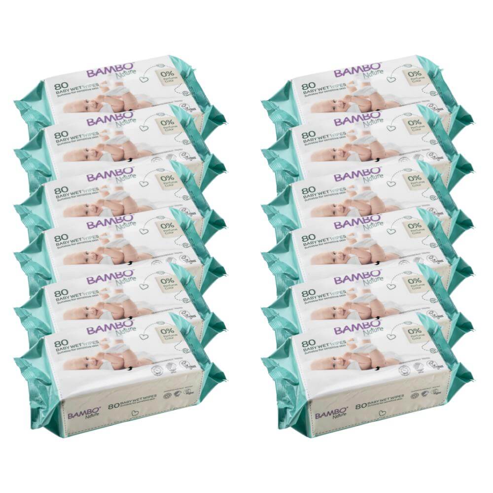 ALOA | Productos ecoamigables para bebés, hogar y cuidado personal Bambo Nature Toallitas Húmedas, 80 uds. - Caja