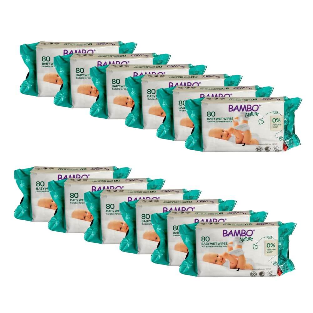 ALOA | Productos ecoamigables para bebés, hogar y cuidado personal Bambo Nature Toallitas Húmedas, 80 uds.
