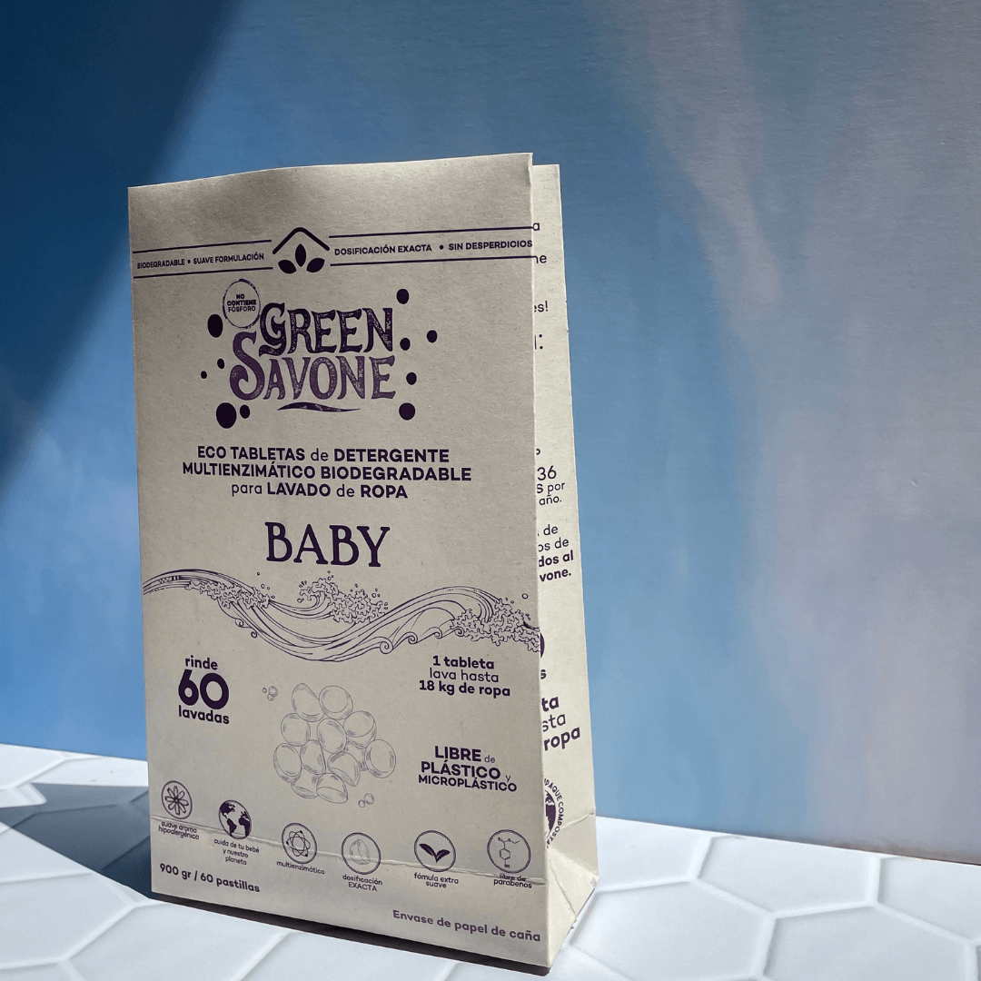 ALOA | Productos ecoamigables para bebés, hogar y cuidado personal Ecotabletas Baby-Detergente Biodegradable Green Savone