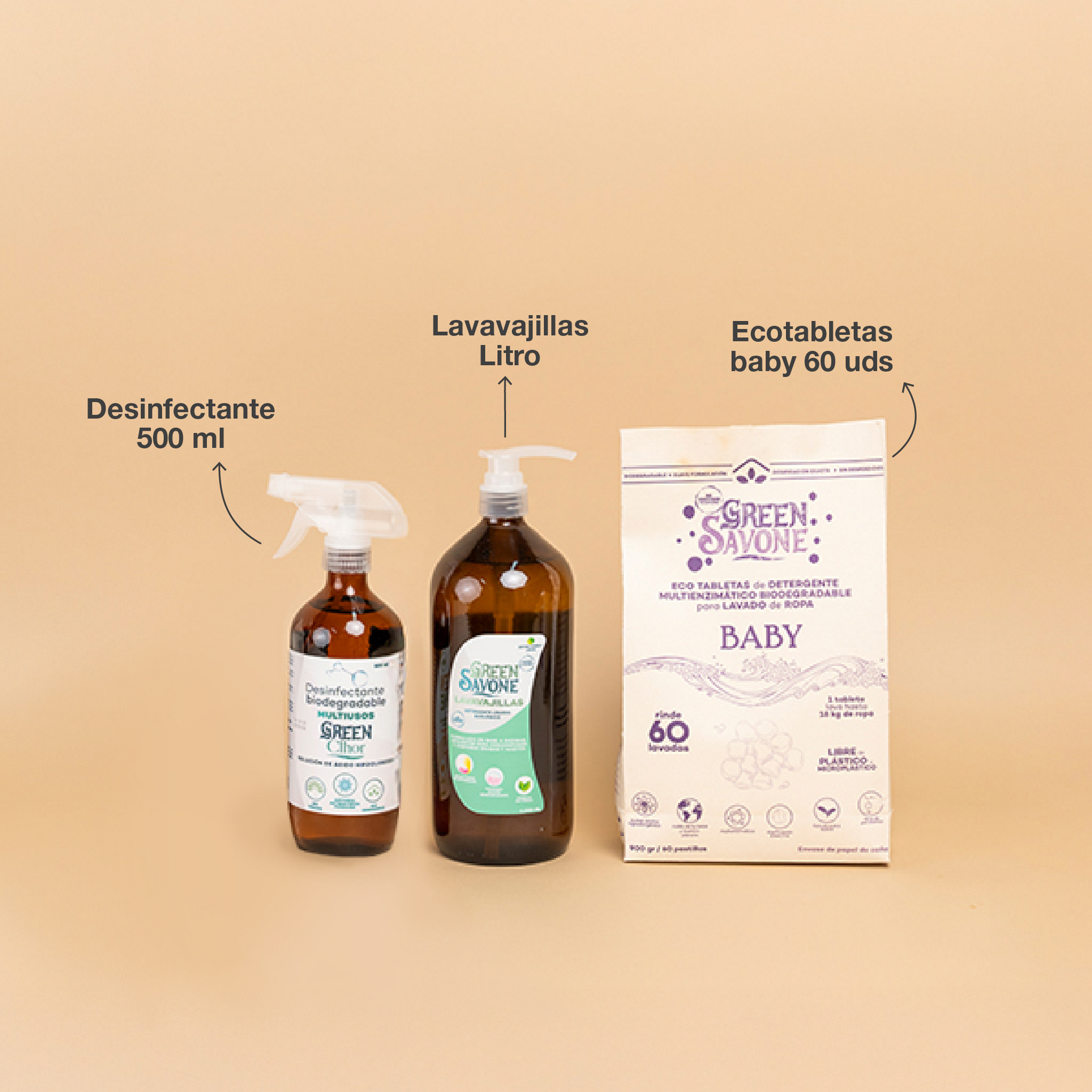 ALOA | Productos ecoamigables para bebés, hogar y cuidado personal Kit Bebé Hogar Verde con Detergente Ecotabletas