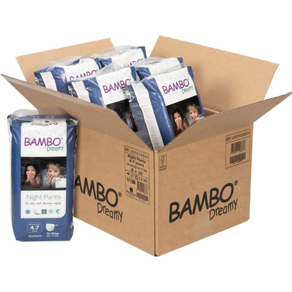 ALOA | Productos ecoamigables para bebés, hogar y cuidado personal Bambo Dreamy Night Pants Talla 4-7 Unisex - Caja