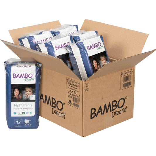 ALOA | Productos ecoamigables para bebés, hogar y cuidado personal Bambo Dreamy Night Pants Talla 4-7 Unisex - Caja