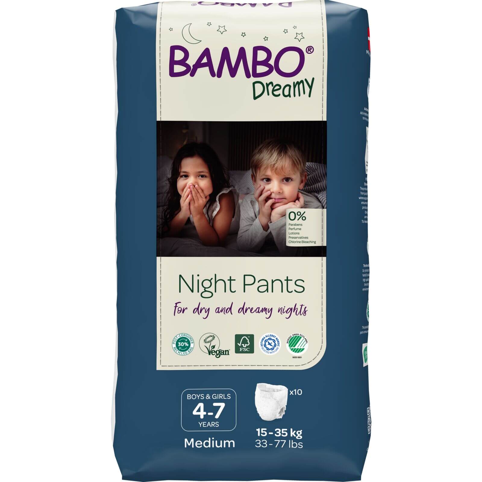 ALOA | Productos ecoamigables para bebés, hogar y cuidado personal Bambo Dreamy Night Pants Talla 4-7 Unisex - Caja