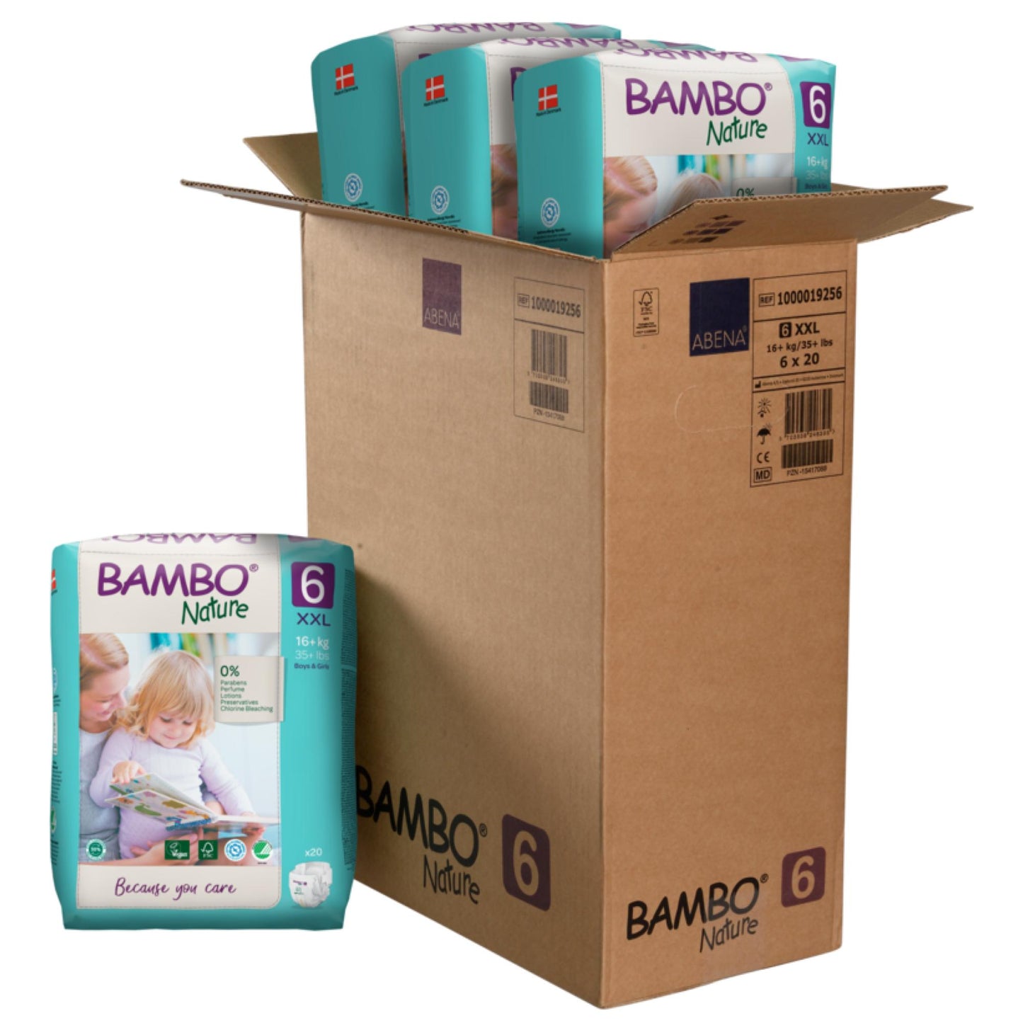 ALOA | Productos ecoamigables para bebés, hogar y cuidado personal Bambo Nature Pañales Talla 6 (XXL) - Caja
